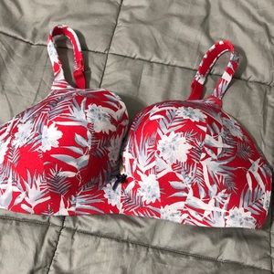 38DD Cacique Red Nice, grey floral Nice!